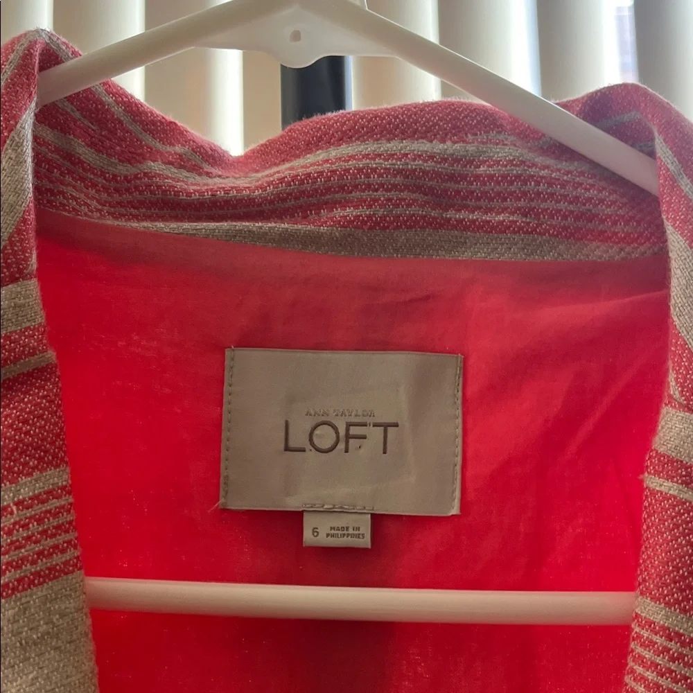 LOFT Pink and Tan Striped Blazer - Picture 4 of 6